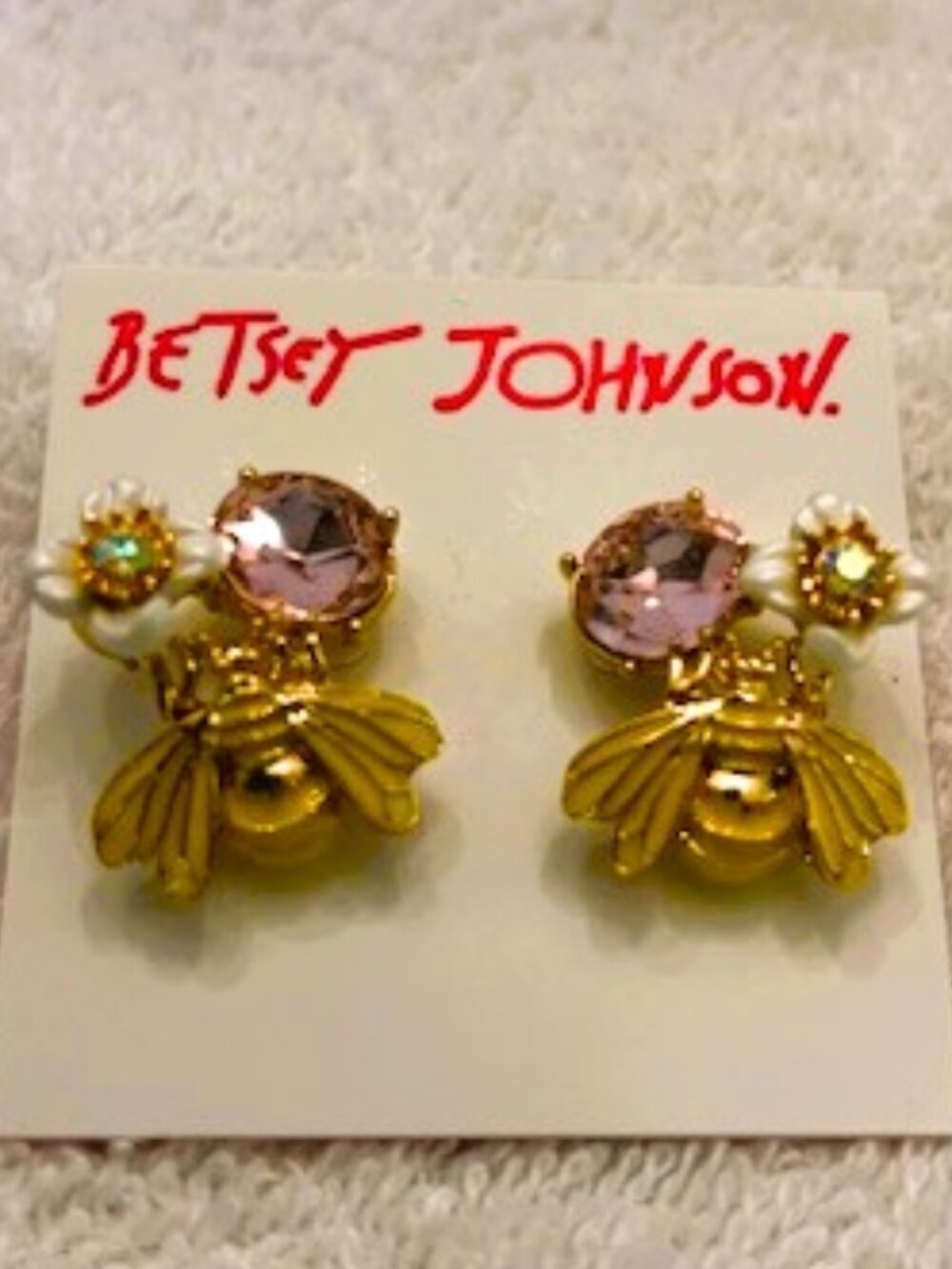 Betsey Johnson whimsical bumble bee pierced earrings NWT